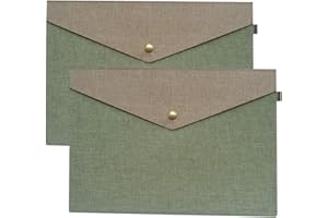 ENYUWLCM Durable A4 Dokumentenmappe Dokumentenmappe Mappe Filzmappe mit Schnappverschluss 2 Stück, beige und braun A4 grün