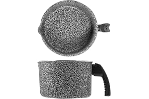 HOME, Bollilatte Stone 14 cm con 1 Manico, Pentolino Antiaderente con Fondo Induzione, Ideale per Latte, Salse e Piccole Preparazioni, Facile da Pulire