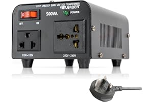Yinleader 500W Voltage Transformer, 220/240 Volts to 110/120V Step Up Step Down Voltage 500VA