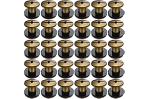 SHSMPXOY 30 Juegos Remaches Tornillo Encuadernacion, M5*5Tornillos de Chicago,Remaches de Tornillo Para Cuero Reparación para Bolsos, Libros, Collares, Mochilas, Correas de Perro, Correas (Bronce)