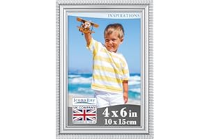 Icona Bay 6x4 Silver Picture Frame Beautifully Detailed Moulding, Contemporary Picture Frame, Wall Mount or Table Top, Inspirations Collection