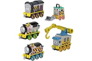 THOMAS & FRIENDS Thomas y sus Amigos Conjunto de vehículos Equipo de construcción, cinco locomotoras metálicas de juguete para empujar para niños y niñas de preescolar a partir de 3 años, JBW26