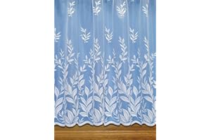 John Aird - Joanne Floral Leaf Net Curtain - Select Your Size (2 Metres Width, Drop: 40" (102cm))