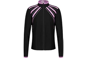 TiaoBug Kids Girls Athletic Track Jacket Striped Rhinestones Zipper Sweatshirts Dance Gym Yoga Running Workout Tops