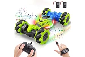 ROCKY&CHAO Voiture Télécommandée 4 Roues Motrices 2,4 GHz Opération Gestuelle RC Rotation à 360 ° Drift Car avec Commande Manuelle lumière et Musique Cadeaux pour Enfants