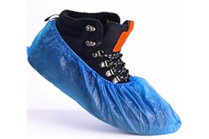 HAUS-HELD Einweg Folien Schuhschoner - Blau - 100 Stück (50 Paar) I Strapazierfähig I Wasserdicht I Staubdicht I Saubere Schuhe I Schuhüberzieher I Schutz für Schuhe I Überzieher für Krankenhäuser