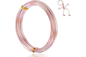 SUGERU® Diy Filo di Alluminio Modellabile-1mm X 28m, Filo di Ferro per Bigiotteria Tricotin,Artigianale,Flessibile e Modellabile,Creazione di Gioielli,L'Artigianato Della Scultura (1mm x 28m-Rosa)