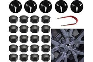 ThinSGO Tesla Model 3 Y S X zestaw kołpaków 4 kołpaki środkowe + osłona nakrętki 20 Lug (biała)