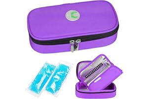 YOUSHARES Insuline Trousse Pochette Isotherme Sac pour Diabétique Et Stylos a Insuline avec 2 Poches de Gel Chaud/Froid, Violet