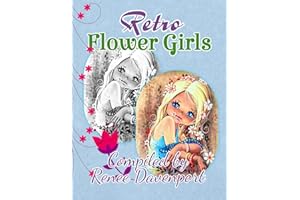 Retro Flower Girls: Grayscale Adult Coloring Book