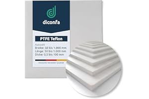 diconfa PTFE Teflon Platte nach Maß BREITE und LÄNGE 100mm bis 1000mm DICKE: 0,5mm bis 100mm AUSWAHL: 100x200mm, 10mm dick - Kunststoffplatte virginal weiß Hitze Kälte UV-stabil Innen Außen