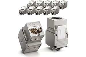 LEENUE 12 Pack RJ45 Keystone Jack Cat7, Gold-pated Keystone Modul for CAT7 CAT6A CAT6 Network Cable PoE, RJ45 Connector, Ethernet Patch Network Cable, Ethernet Socket and Patch Panel, 10 Gbps/600MHZ