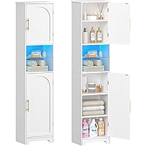 Hzuaneri Armoire De Rangement Au Sol De Salle De Bain, Armoire Avec 4