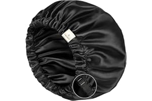 YANIBEST Large Sleep Bonnet Cap Womens Satin Bonnet for Sleeping, Black/Black, Extra Large, Double Layer, Super Smooth, for Natural Hair