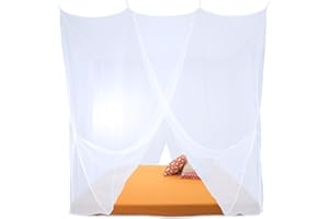 Sumkito Moskitonetz XXL Doppelbett weiß Mückennetz eckig Bettvorhang 2 Eingänge Insektenschutz