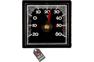 Lantelme Autothermometer selbstklebend und kabellos -20°C 60°C | Innenraum Temperaturmesser Analog Bimetall | Geeignet für Auto LKW Wohnwagen KFZ | Eckiges Thermometer in Schwarz