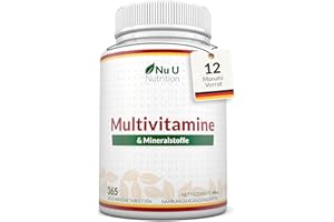 ‎NU U NUTRITION Multivitamin & Mineralstoffe A-Z - 365 Vegetarische Tabletten - 1 Jahresvorrat - 25 Vitamine und Mineralstoffe pro Tablette Hochdosiert - Nu U Nutrition