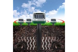 Maoskax 4 Pack Ultrasonic Mole Repellent Solar Mouse Deterrent Gopher Scarer Waterproof Groundhog Repeller Outdoor Easy to Use for Rat Rodent Vole Snake Garden Farm Orchard