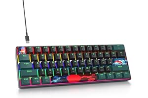 SbocKeeb Teclado Mecanico Gaming 60%，Ultracompacto al 61 Teclas Mechanical Keyboard Retroiluminado，Interruptor Rojo Lineal, QWERTY Americana Layout para PC/Windows