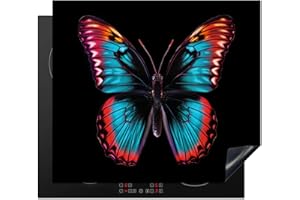 KitchenYeah© Cubre Vitrocerámica - Protector Vitroceramica Induccion 60x52 cm - Tapa Vitroceramica - Protector de Vitroceramica Mariposa - Colores - Animal - Negro