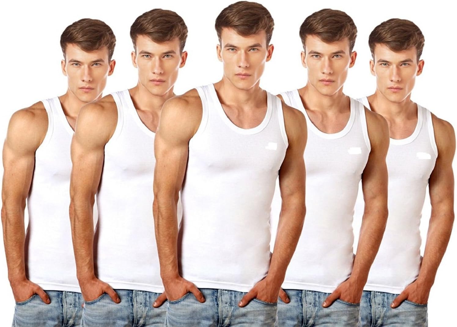 Lux Cozi Men's 100% Cotton White Vests (Pack of 5)