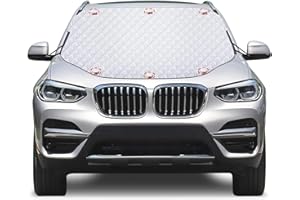 Karvipark Frontscheibenabdeckung Winter, Windschutzscheibe Abdeckung Sommer/Winter, Sonnenschutz für Auto mit Magneten für Windschutzscheibe gegen Sonne, Frost, Schnee, EIS(155×124cm)