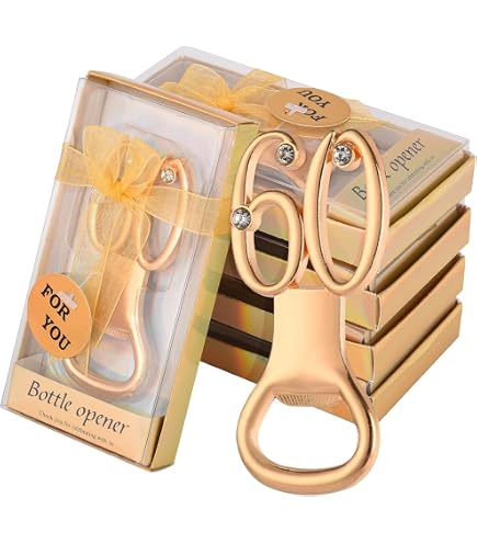 36 Apribottiglie Dorati Per Feste Di Compleanno 40° 50° 60° – Bomboniere Con Confezione Regalo