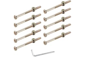 NOHJER 10 PCS M6 *60mm Furniture Bolt Nut Set Zinc Plated Hex Socket Screw With L Type Wrench for Furniture Cots Beds Crib and Chairs (M6*60mm)