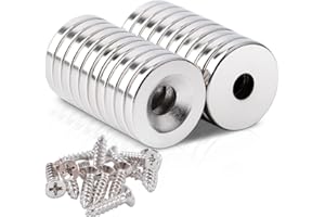 SWIHORAB 20 pz magneti al neodimio con foro 18x3 mm apertura 5 mm magneti piccolo magnete extra forte piatto, ante degli armadi magnete avvitabile per garage, cucina