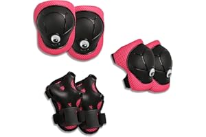 Crazy Safety Ginocchiere, Gomitiere e Parapolsi per Bambini 2-8 Anni | Set di Protezioni MTB, Skateboard, Monopattino e Pattini a Rotelle | Attrezzatura Protettiva Completa (Rosa)