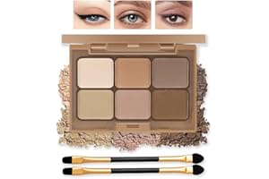 GENERIC 6 Colors Nude Eyeshadow Palette – Highly Pigmented Matte Neutral Shades, Waterproof, Long-Lasting, Blendable – Smokey Bronze Eye Makeup Kit with Brushes for All Skin Tones
