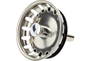 tecuro Siebkörbchen Spülenablauf Ø54 mm mit 8mm Führungsstange für 1 1/2 Zoll Siebkorbventile Edelstahl, inkl. Lippendichtung