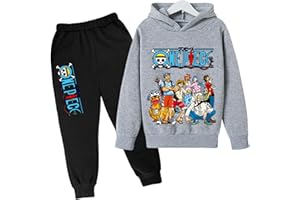 CHAORWE 2022 Anime One Piece Enfants Survêtements Ensemble Luffy Sweat À Capuche Top Casual Pull À Capuche et Joggers Pantalons pour Garçons Filles