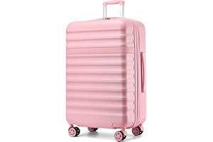 Kono Valise Grande Taille Extensible Valise Soute Léger et Rigide en ABS+PC avec 4 Roues Silencieuses à 360° et Serrures TSA (Rose,XL)