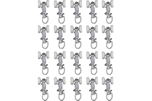 CTForest 20 rollos de riel de cortina, adecuado para colgar cortinas (tamaño mediano) - Plástico Acero inoxidable - Blanco - Brillante