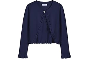 Arshiner Cardigan basique pour fille - À volants - Boléro court - Élégant - Court - Pour communion - Robe de baptême