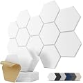 Panneaux Acoustiques Hexagone Autocollante, Lot de 12, Panneau Acoustique Haute Densité pour Mural, Porte, Plafond, Traitement Acoustique pour Home Studio, Gaming, Chambre, 30 x 26 x 0,9cm, Blanche