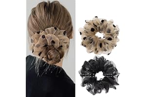 Ypkia Set di 2 elastici per capelli da donna, colore nero, grande elastico, per coda di cavallo, per donne, ragazze, stile francese, accessori per capelli (2 pezzi)