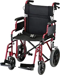 NOVA Lightweight Transport Chair with Locking Hand Brakes, 12