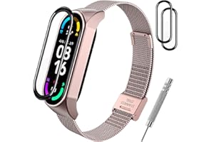 BANGTING metalowy pasek kompatybilny z Xiaomi Mi Band 3/4/5/6 zapasowy pasek do Mi Fit Band 6 NFC Miband 5 ze stali nierdzewnej