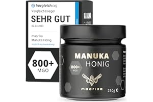 ‎MAORIKA maorika - Manuka Honig 800 MGO + 250g im Glas (lichtundurchlässig, kein Plastik) - laborgeprüft, zertifiziert aus Neuseeland