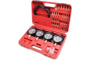 Herrselsam 4x Vergaser Synchron Testgerät, Synchronicity Kompressionstester mit Schläuche Kupfer-Verbindungsstücke und Koffer, Vergaser Synchrontestgerät, Synchrontester für PKW Motorrad KFZ