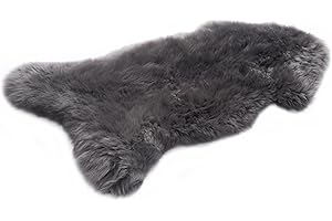 HOME LAMB Lammfell Grau 120-130 cm - Weich Schaffell Echt - Natürliche Lammfell Teppich Wohnzimmer - Flauschig Lammfell Echt - Deko Fell Schlafzimmer - Naturfell - Lammfelle