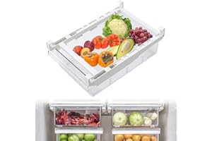 KEPEAK Organizador para frigorífico, cajón organizador con soporte, transparente para armarios, congelador, despensa, sin BPA