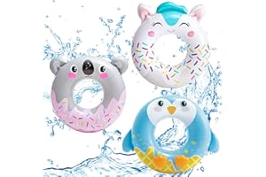 POPOYU 3Pcs Inflatable Pool Floats Animal Pool Tubes,Inflatable Swimming Ring 84cm,Pool Inflatables Swimming Pool Toys Rubber Ring for Swimming Pool Beach Party Decorations,Kids Adults Summer Gifts