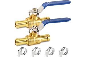2 stycken 16 mm 2-vägs avstängningskrin, mässing mini kulventiler