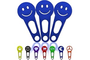 OnAir 3 x Einkaufswagenlöser zum abnehmen als Schlüsselanhänger; Einkaufswagenchip sofort abziehbar 3 Stück im Set; Handmade (Blau, Happy Face)