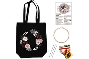 SacJkt Sticken Set Erwachsene, Canvas Tote Bag Stickerei Starter Set mit Werkzeug und Anleitung, Kreuzstich Kit für Anfänger Erwachsene und Stickereiliebhaber