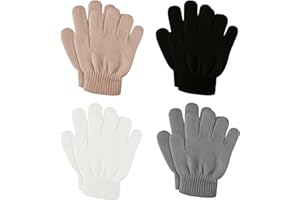 SATINIOR 4 Paia Guanti Invernali per Bambini Manopole in Maglia Caldi Elastici da Ragazzi Muffole Lavorate in Maglia Calde per Ragazze