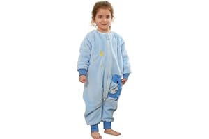 XQ&XG Sacco Nanna con piedini, Bambini Sacco Nanna Invernale con gambe 2.5 TOG, Flanella Sacco a pelo a maniche lunghe, Dinosauro, 90